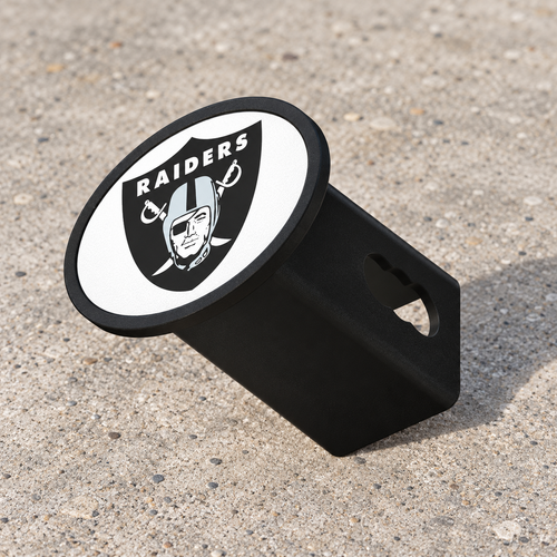 Las Vegas Raiders Oval Trailer Hitch Cover 2 Inch Receiver Plug Cap NFL - product illustration