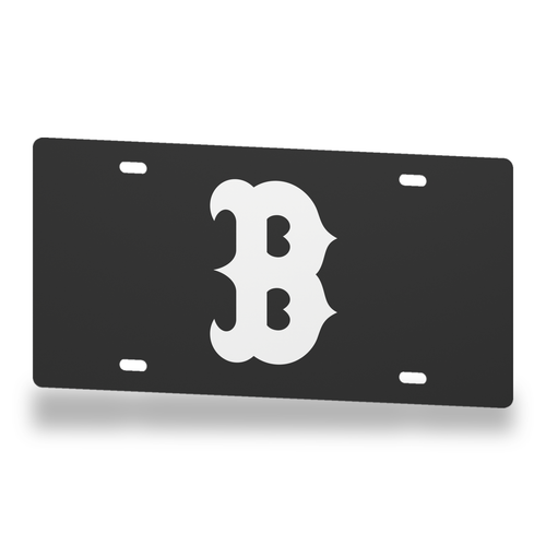 Boston Red Sox License Plate Car Tag 12x6 Black White Solid - product illustration