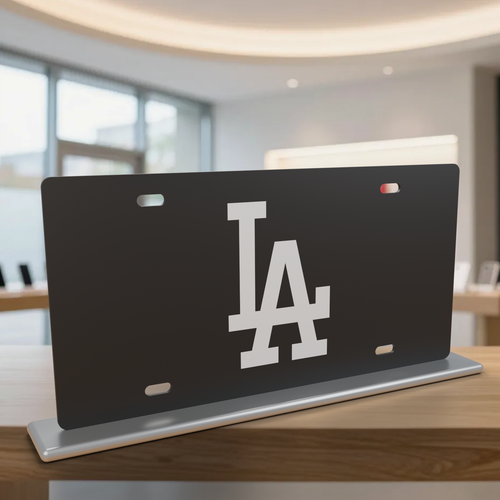 Los Angeles Dodgers License Plate Car Tag 12x6 Black White Solid - product illustration