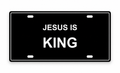 Jesus Is King Christian Faith License Plate Car Tag 12x6 Black White - product design illustration