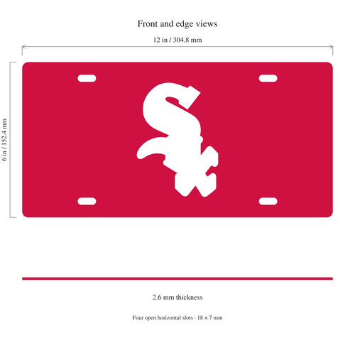 Chicago White Sox License Plate Car Tag 12x6 Red White Solid - product illustration