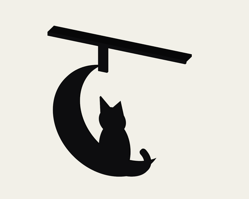 Halloween Cat Moon Door Trim Hangers Pair Black 7 Inch Seasonal Decor