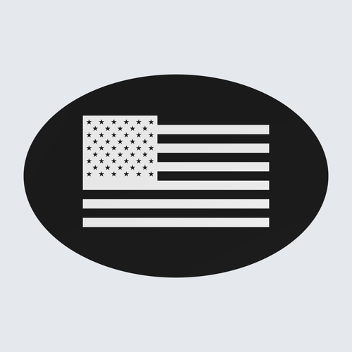 American Flag Black Silver Oval Trailer Hitch Cover 2 Inch Receiver Plug Cap - product illustration