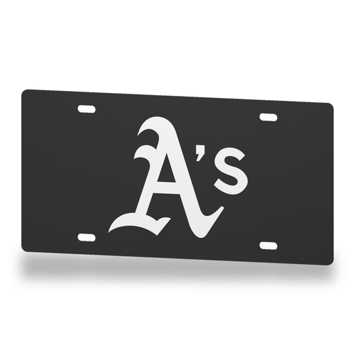 Athletics License Plate Car Tag 12x6 Black White Solid - product illustration