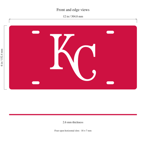 Kansas City Royals License Plate Car Tag 12x6 Red White Solid - product illustration