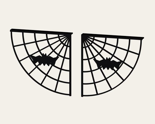 Halloween Bat Spiderweb Door Trim Hangers Pair Black 7 Inch Corner Decor