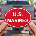 U.S. Marines Oval Trailer Hitch Cover Receiver Plug Cap 2 Inch Red White PETG - product illustration