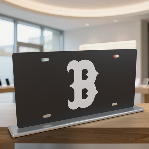 Boston Red Sox License Plate Car Tag 12x6 Black White Solid - product illustration