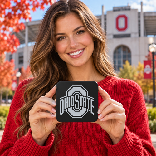 Ohio State Buckeyes Blackout Trailer Hitch Cover 2 Inch Receiver Black