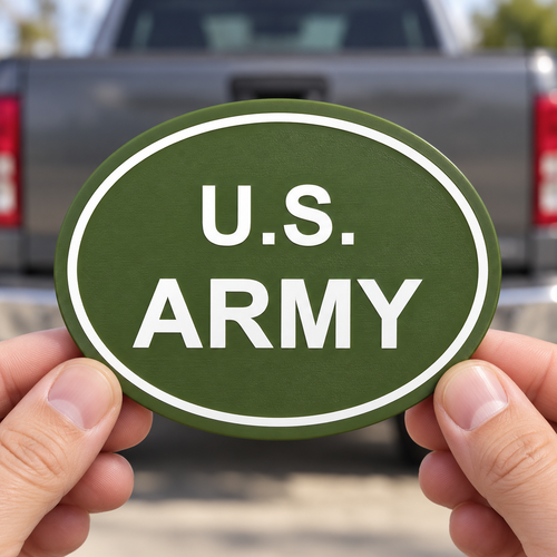 U.S. Army Oval Trailer Hitch Cover Receiver Plug Cap 2 Inch Green White PETG - product illustration
