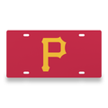 Pittsburgh Pirates License Plate Car Tag 12x6 Red Gold Solid - exact CAD front view