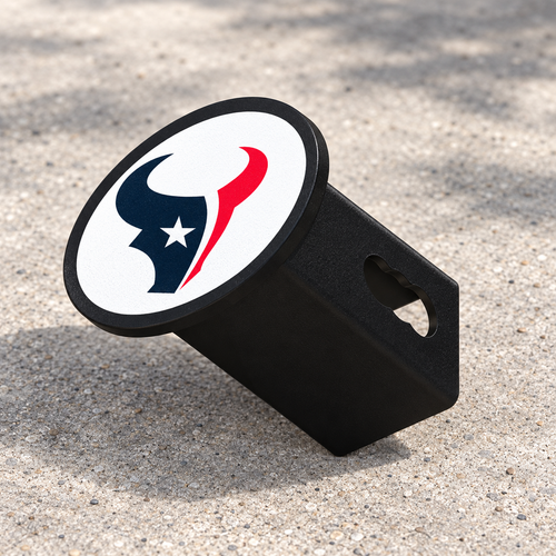 Houston Texans Oval Trailer Hitch Cover 2 Inch Receiver Plug Cap NFL - product illustration