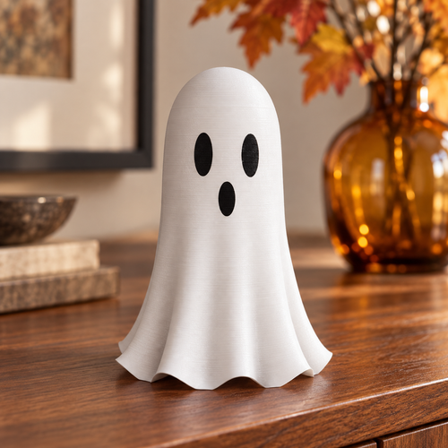Cute Friendly Ghost Halloween Figurine Shelf Sitter White Table Decor 3D Printed