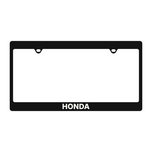 Honda License Plate Frame Black Recessed Back White Silver Logo - product illustration