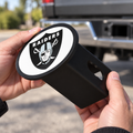 Las Vegas Raiders Oval Trailer Hitch Cover 2 Inch Receiver Plug Cap NFL - product illustration