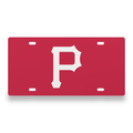 Pittsburgh Pirates License Plate Car Tag 12x6 Red White Solid - exact CAD front view