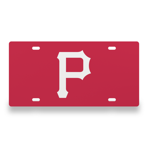 Pittsburgh Pirates License Plate Car Tag 12x6 Red White Solid - exact CAD front view