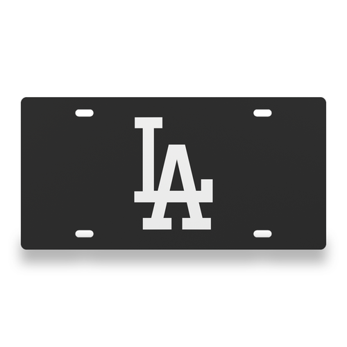 Los Angeles Dodgers License Plate Car Tag 12x6 Black White Solid - exact CAD front view