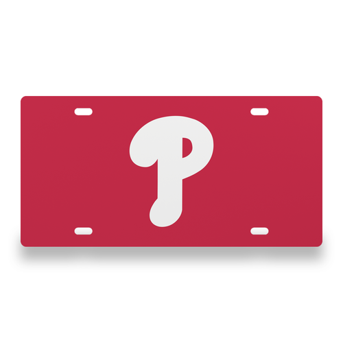 Philadelphia Phillies License Plate Car Tag 12x6 Red White Solid - exact CAD front view