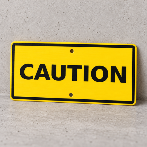 Caution Sign Yellow Black 8x4 Inch Garage Sign Man Cave Workshop Wall Decor
