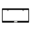 BMW M License Plate Frame Black Recessed Back White Silver Logo - product illustration