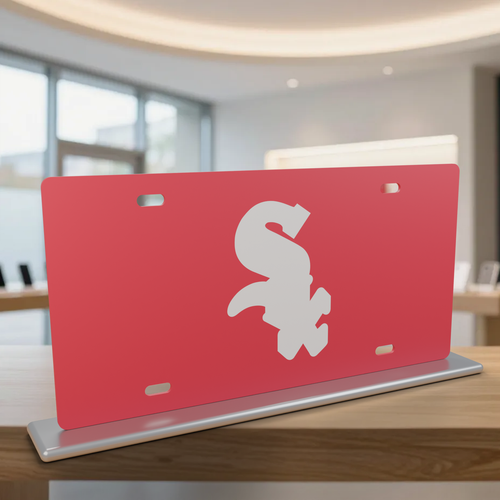 Chicago White Sox License Plate Car Tag 12x6 Red White Solid - product illustration
