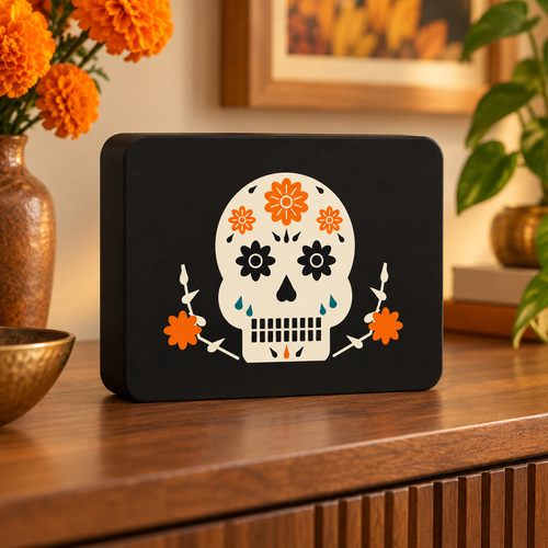 Sugar Skull Sign Dia de los Muertos Day of the Dead Decor Lightbox Shelf Unlit