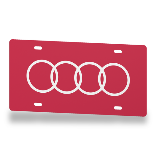 Audi License Plate Car Tag 12x6 Red White Solid - product illustration