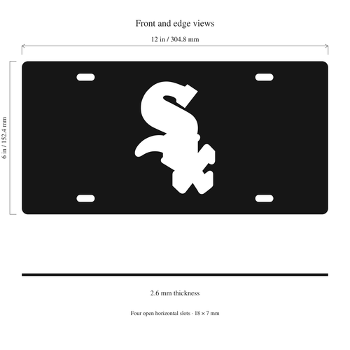Chicago White Sox License Plate Car Tag 12x6 Black White Solid - product illustration