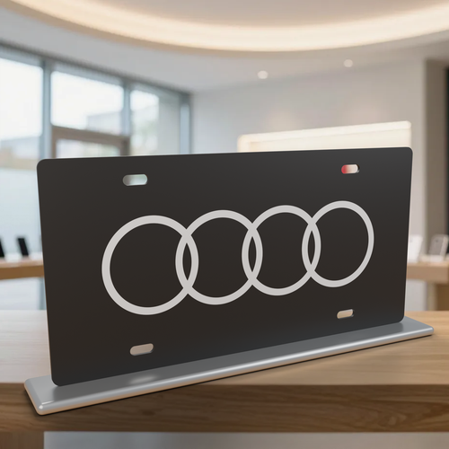 Audi License Plate Car Tag 12x6 Black White Solid - product illustration