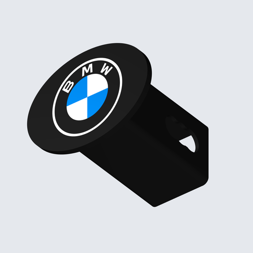 BMW Logo Oval Trailer Hitch Cover 2 Inch Receiver Plug Cap - product illustration