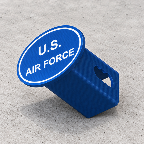 U.S. Air Force Oval Trailer Hitch Cover Receiver Plug Cap 2 Inch Blue White PETG - product illustration