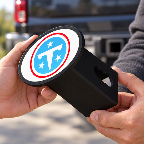 Tennessee Titans Oval Trailer Hitch Cover 2 Inch Receiver Plug Cap NFL - product illustration