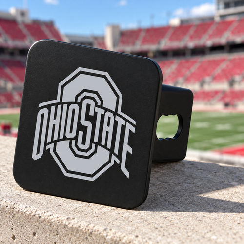 Ohio State Buckeyes Blackout Trailer Hitch Cover 2 Inch Receiver Black