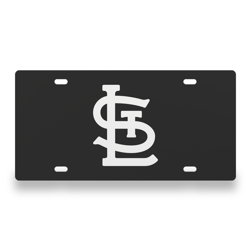St Louis Cardinals License Plate Car Tag 12x6 Black White Solid - exact CAD front view