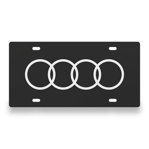 Audi License Plate Car Tag 12x6 Black White Solid - exact CAD front view