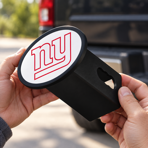 New York Giants Oval Trailer Hitch Cover 2 Inch Receiver Plug Cap NFL - product illustration