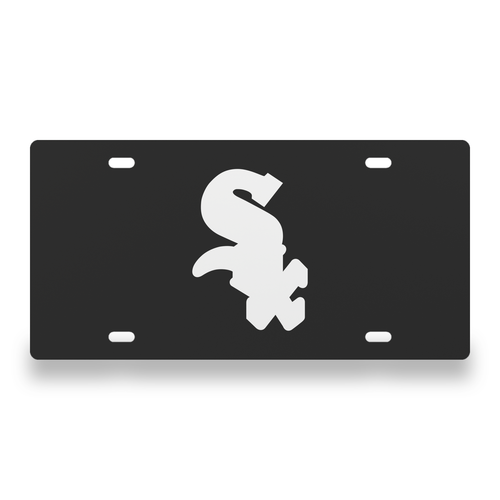 Chicago White Sox License Plate Car Tag 12x6 Black White Solid - exact CAD front view