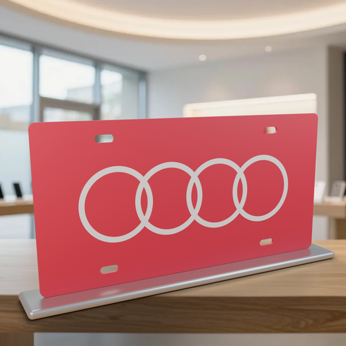 Audi License Plate Car Tag 12x6 Red White Solid - product illustration