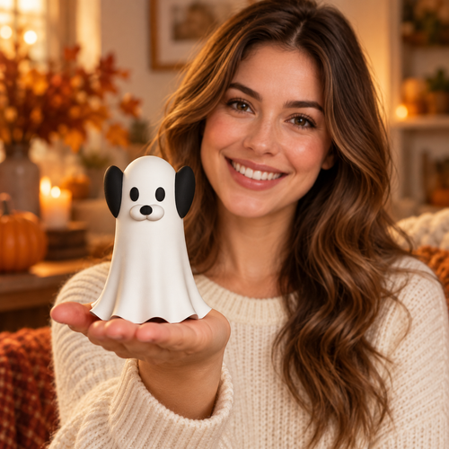 Ghost Dog Halloween Figurine Shelf Sitter Cute Puppy Ghost Table Decor 4 Inch