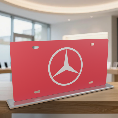 Mercedes License Plate Car Tag 12x6 Red White Solid - product illustration