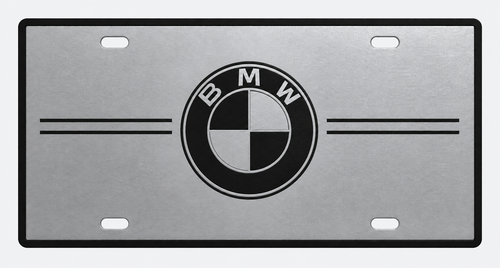 BMW Retro Heritage Pinstripes License Plate Car Tag 12x6 Silver Black - product illustration