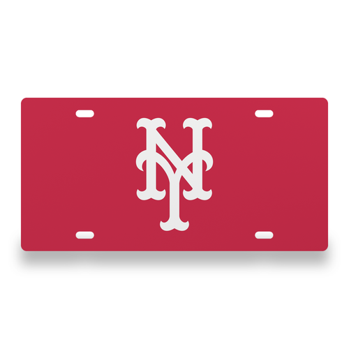 New York Mets License Plate Car Tag 12x6 Red White Solid - exact CAD front view