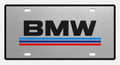 BMW Retro Motorsport Stripes License Plate Car Tag 12x6 Silver Black - product illustration