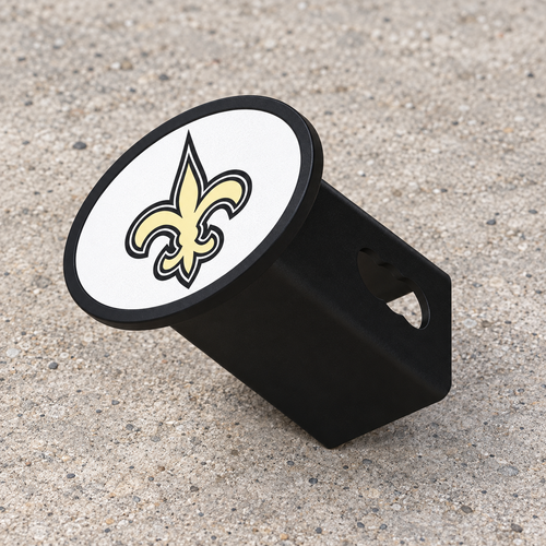 New Orleans Saints Oval Trailer Hitch Cover 2 Inch Receiver Plug Cap NFL - product illustration