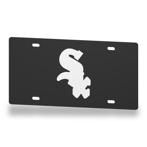 Chicago White Sox License Plate Car Tag 12x6 Black White Solid - product illustration