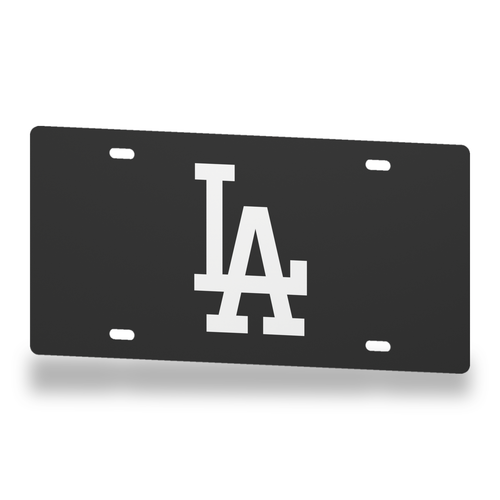 Los Angeles Dodgers License Plate Car Tag 12x6 Black White Solid - product illustration