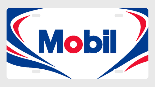 Mobil Racing License Plate Car Tag 12x6 White Blue Red - product design illustration