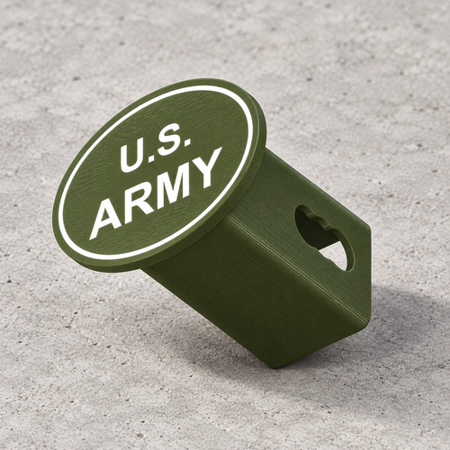 U.S. Army Oval Trailer Hitch Cover Receiver Plug Cap 2 Inch Green White PETG - product illustration
