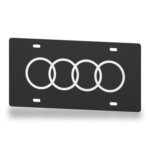 Audi License Plate Car Tag 12x6 Black White Solid - product illustration